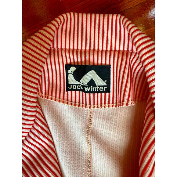 Vintage 70’s Jack Winter Red White Striped Outfit Blouse Pant Set Large Holiday - Picture 6 of 8